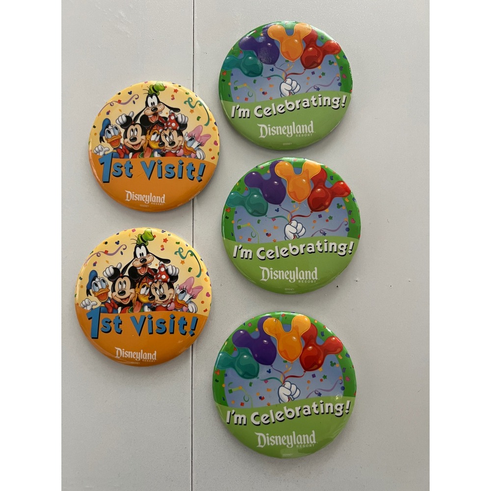 Disneyland Resort Button Pin Set 1st Visit and I'm Celebrating 5 Piece Lot